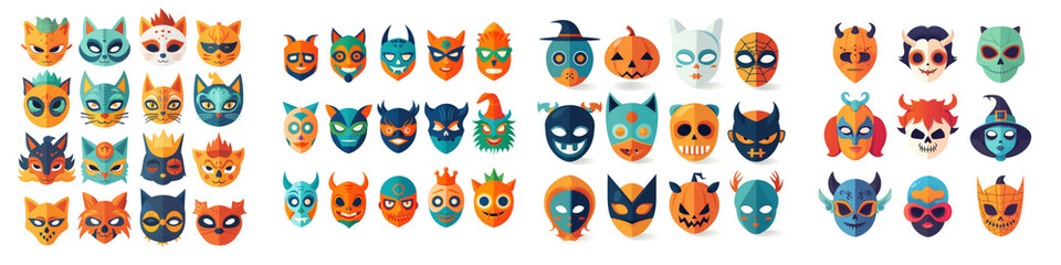 Fototapeta premium A collection of Halloween masks with a variety of designs and colors