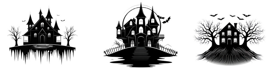 Obraz premium Three different houses with a spooky vibe