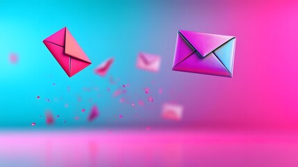 Enhanced Email Marketing Strategy: Modern Side View Illustration with Digital Background and Tetradic Colors
