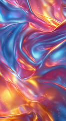 Fototapeta premium Background with abstract waves. Vibrant holographic chrome gradient. AI generative