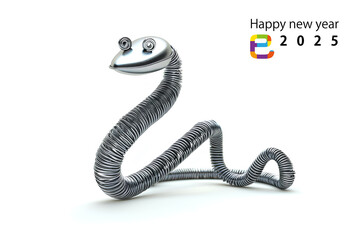 Fototapeta premium 針金細工のヘビくん（文字入り）