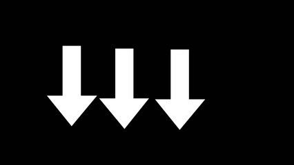 White three down arrow, Simple illustration of white icon arrow, white arrow direction on a black background,