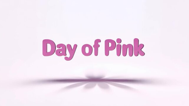 "Day of pink" inscription on pink background with glitter. Concept: support and awareness of the fight against bullying and discrimination