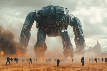 Fototapeta premium Future of Warfare: Robot Assault