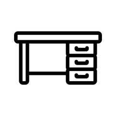Desk icon in black, outline style and transparent background