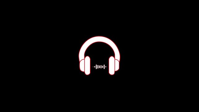 Headphones icon animation. headphone with Sound wave animation, headset icon animation.