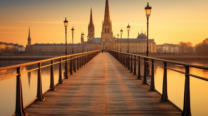 Obraz premium Sunrise over the Bridge and Cathedral