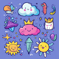 set of funky groovy element vector, collection character