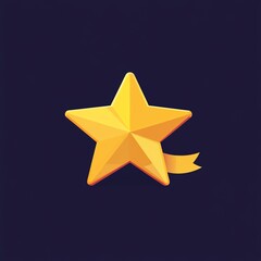 Obraz premium Golden star with ribbon, isolated on dark background.