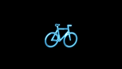 Obraz premium Neon glowing bike icon. bicycle sign. Glowing neon bicycle silhouette, road cycle pictogram.