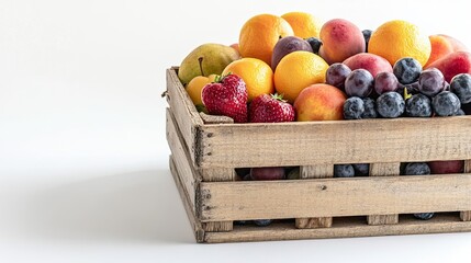 A Wooden Crate Overflowing with Fresh Fruits
