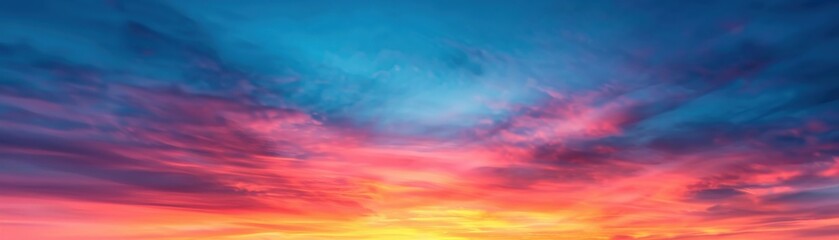 Fototapeta premium A breathtaking sunset with vibrant colors illuminating the sky, perfect for nature lovers and scenic photography.