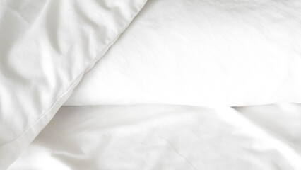 Smooth white bedsheet background, soft texture, clean and minimalist style.