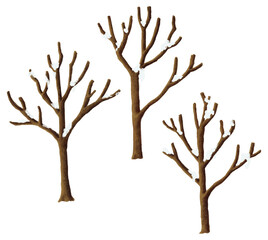 Trees in winter png sticker illustration set