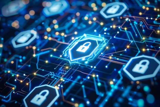 A padlock icon symbolizing network security on a computer network, How do firewalls safeguard against cyber threats in the online world?