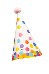 Colorful birthday cap isolated on white background