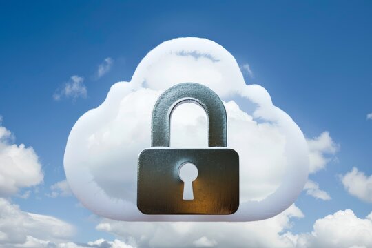 A cloud with a padlock attached, symbolizing online security and protection of personal information, How does online security protect your personal information in the cloud?