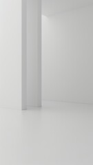 Minimalist White Room with Geometric Shapes.