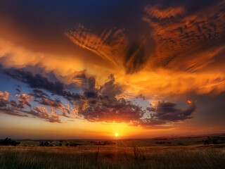 Obraz premium sunset over the field