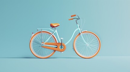 Fototapeta premium A classic white bicycle with brown accents against a blue backdrop.
