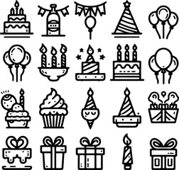  birthday party icon set