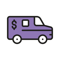 Get this bank van flat icon for secure financial transactions and services