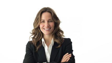 business woman smiling isolated on white background