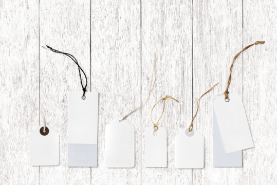 Paper price tag png mockup set