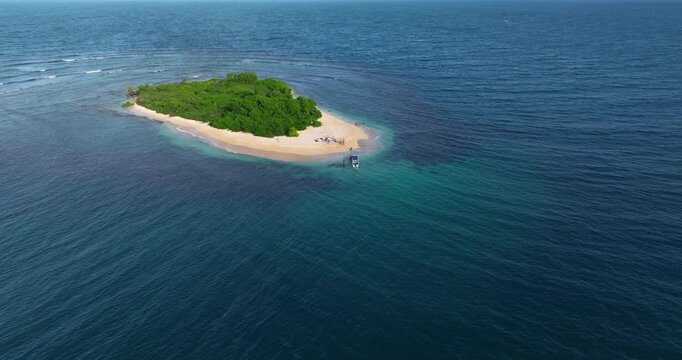 El Cayo Pescadores Remote Island At Morrocoy National Park In Venezuela. Aerial Drone Shot
