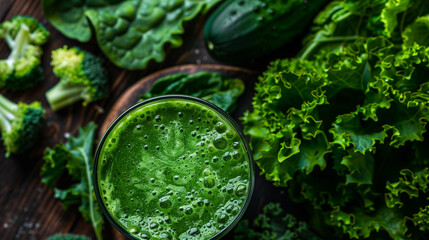 Fresh Smoothie with Green Leafy Vegetables
