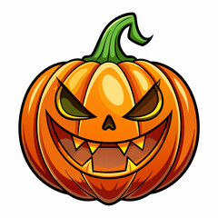 Lair pumpkin with a smile with sharp teeth on white background vector