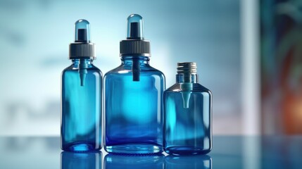 Blue Glass Bottles with Droppers