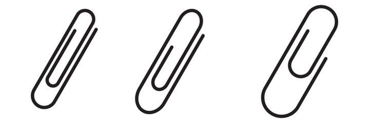 Paper clip icon. Simple outline style. Paperclip, attach, document clip, staple, fastener, page clamp, office concept. Thin line symbol. Vector isolated on white background.