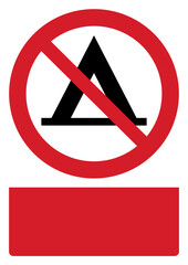 ISO prohibition safety signs v2_no camping your custom message here portrait size a4/a3/a2/a1
