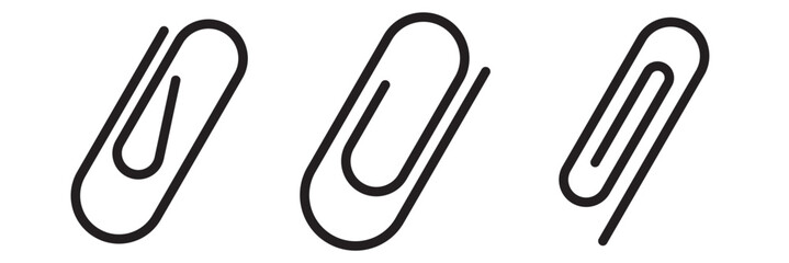 Paper clip icons set. Office Paper Clip sign, Paperclip document vector icon. Vector illustration of paper clip icon.