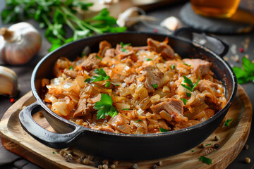 Bigos a traditional Polish dish of sauerkraut. Cabbage stew.