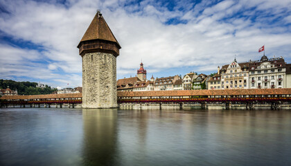 Panoramic view of the old town of Lucerne in Switzerland.