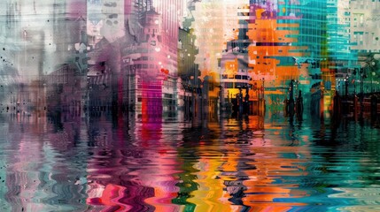 Obraz premium Abstract Cityscape with Water Reflection