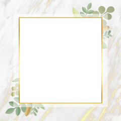 Leafy square golden frame design element
