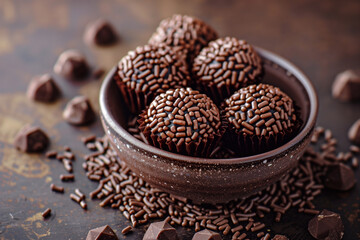 Brigadeiro (Brigadier) Traditional brazilian sweet. Chocolate candy