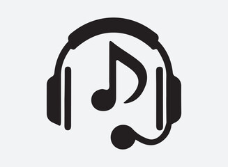 Fototapeta premium Microphone and headphone icon podcast, headphone music, vector Illustrations.