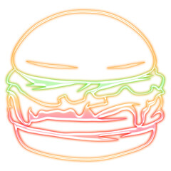 Neon yellow hamburger sticker overlay design element