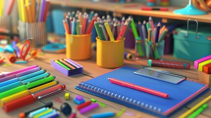 School supplies background, Back to school concept