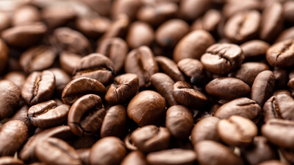 Close-Up of Roasted Coffee Beans with Shallow Depth of Field in Daylight