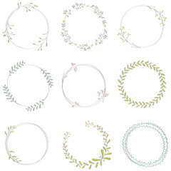 Leafy doodle sticker design element set