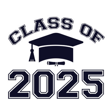 Class of 2025 typography design vector. Text for design, congratulation event, T-shirt, party, high school or college graduate. Editable class of 2025 typography design