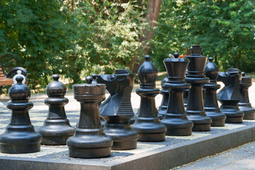 street chess in the city park in the summer season
