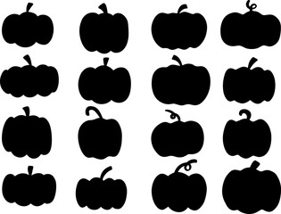 Set collection vector illustration of pumpkin silhouette, black color isolated in white