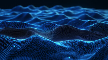 Fototapeta premium A mesmerizing digital landscape dominated by a myriad of blue lines and points. These lines converge and diverge, creating an intricate network that stretches across the frame