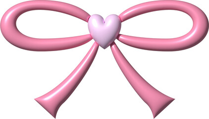 Coquette Bow 3D Icon Pink